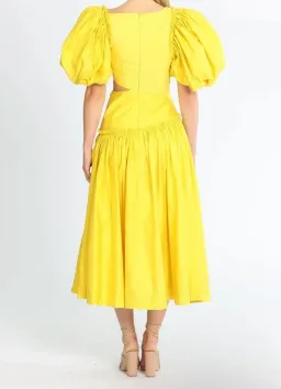 Aje Chateau Cut Out Midi Dress Sun Shower Yellow Size 10 for rent on The Volte - image 8