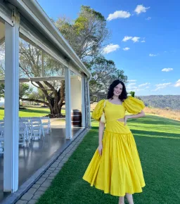 Aje Chateau Cut Out Midi Dress Sun Shower Yellow Size 10 for rent on The Volte - image 4