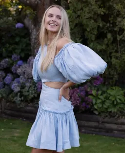 Aje Chateau Midi Dress Sky Blue Size 8 for rent on The Volte - image 5