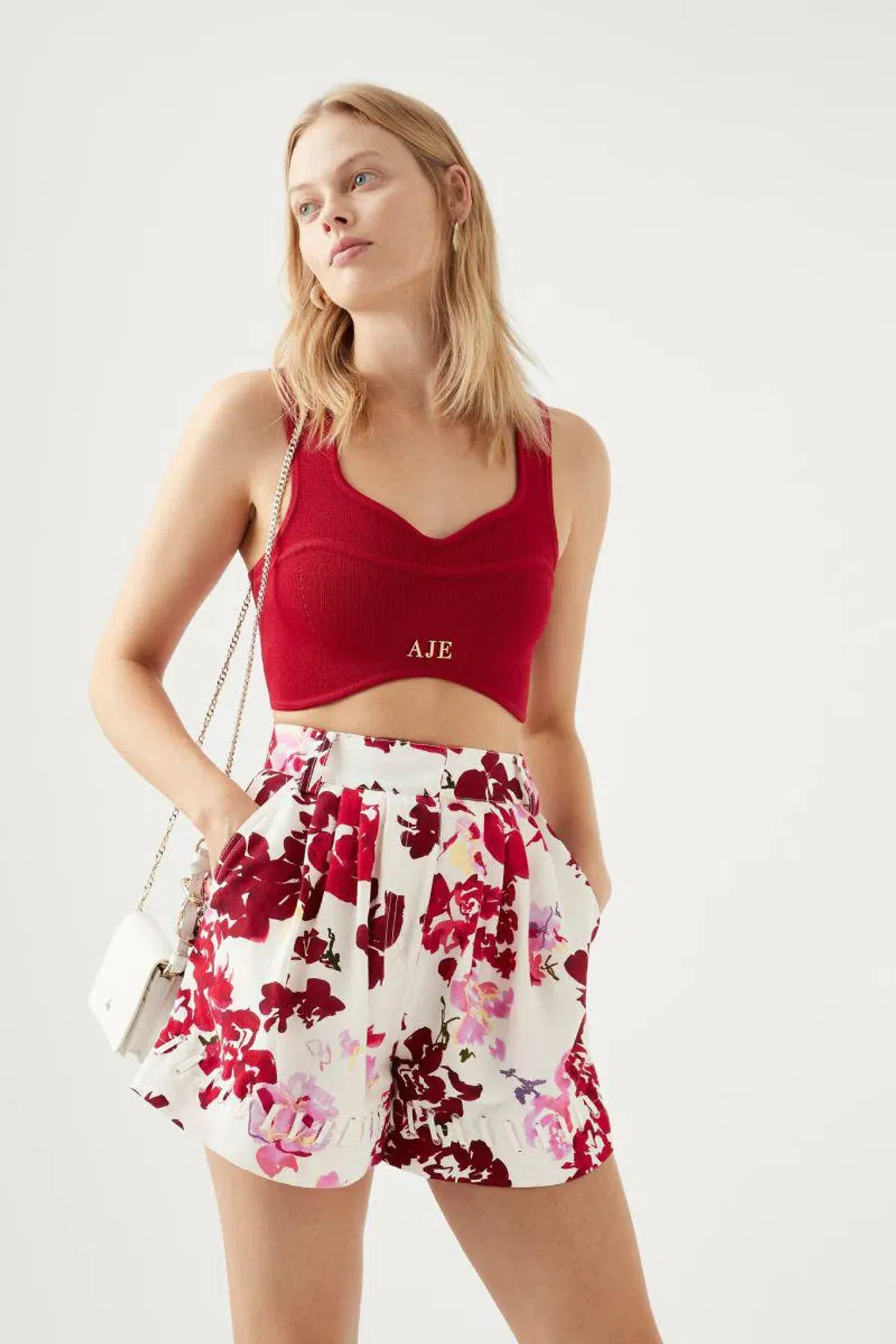 Aje Margot Bubble Frill Top and Unlace Short Set Floral Size 10-12 - Image 2