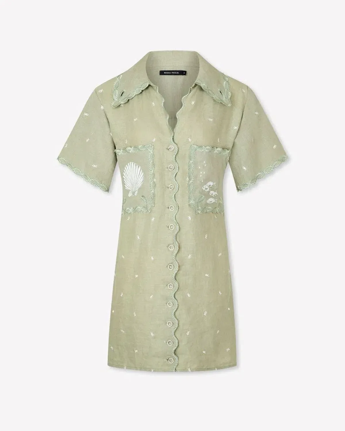 Magali Pascal La Mer Shirt Dress Green Size 12 - Image 4
