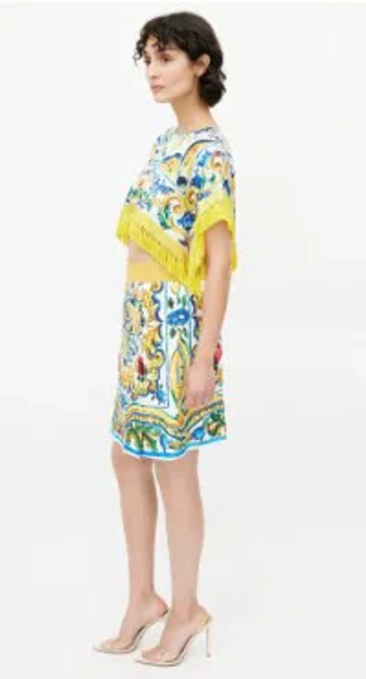 Dolce & Gabbana Crop Top and Mini Skirt Set Majolica Print Size 8 - Image 2