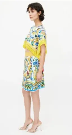 Dolce & Gabbana Crop Top and Mini Skirt Set Majolica Print Size 8 for rent on The Volte - image 2