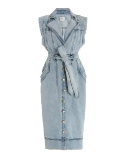 Aje Belmond Belted Denim Midi Dress Blue Size 10 for rent on The Volte - image 2