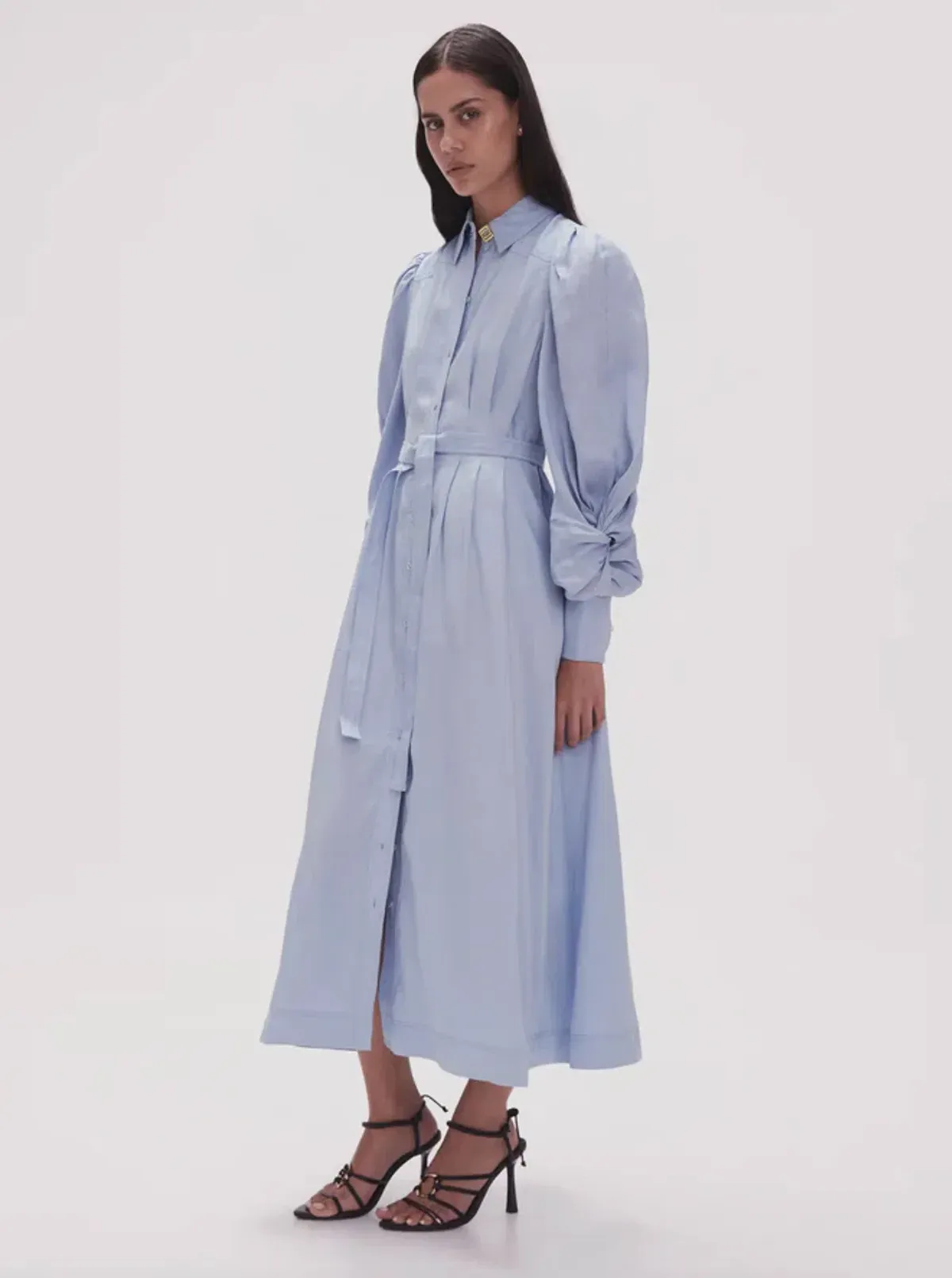 Aje Bonnie Knot Sleeve Midi Dress Light Sky Blue Size 4 - Image 2