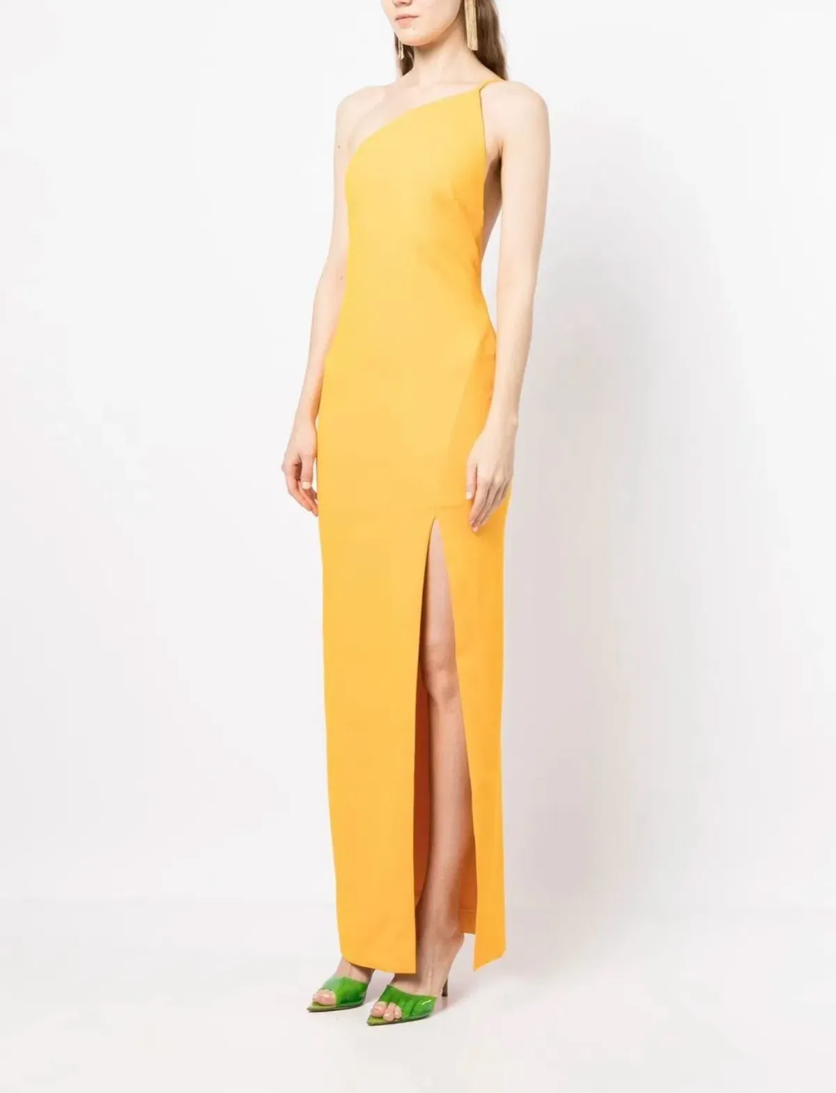 Solace London Asymmetric Sleeveless Dress Yellow Size 6 - Image 1