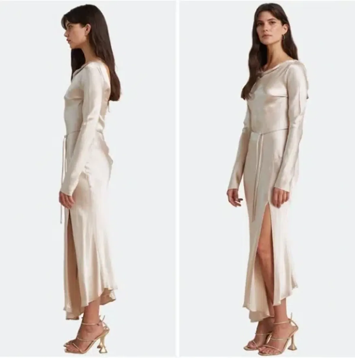 Bec & Bridge Moon Dance Long Sleeve Cowl Dress Sand Size 12  - Image 6