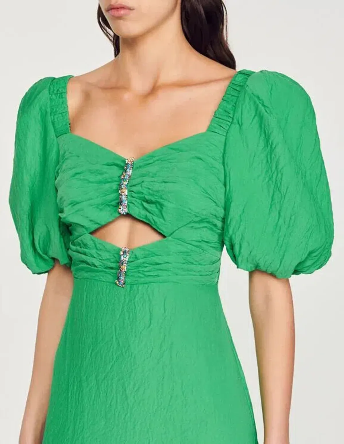 Sandro Falbala Midi Dress Green Size 10 - Image 2