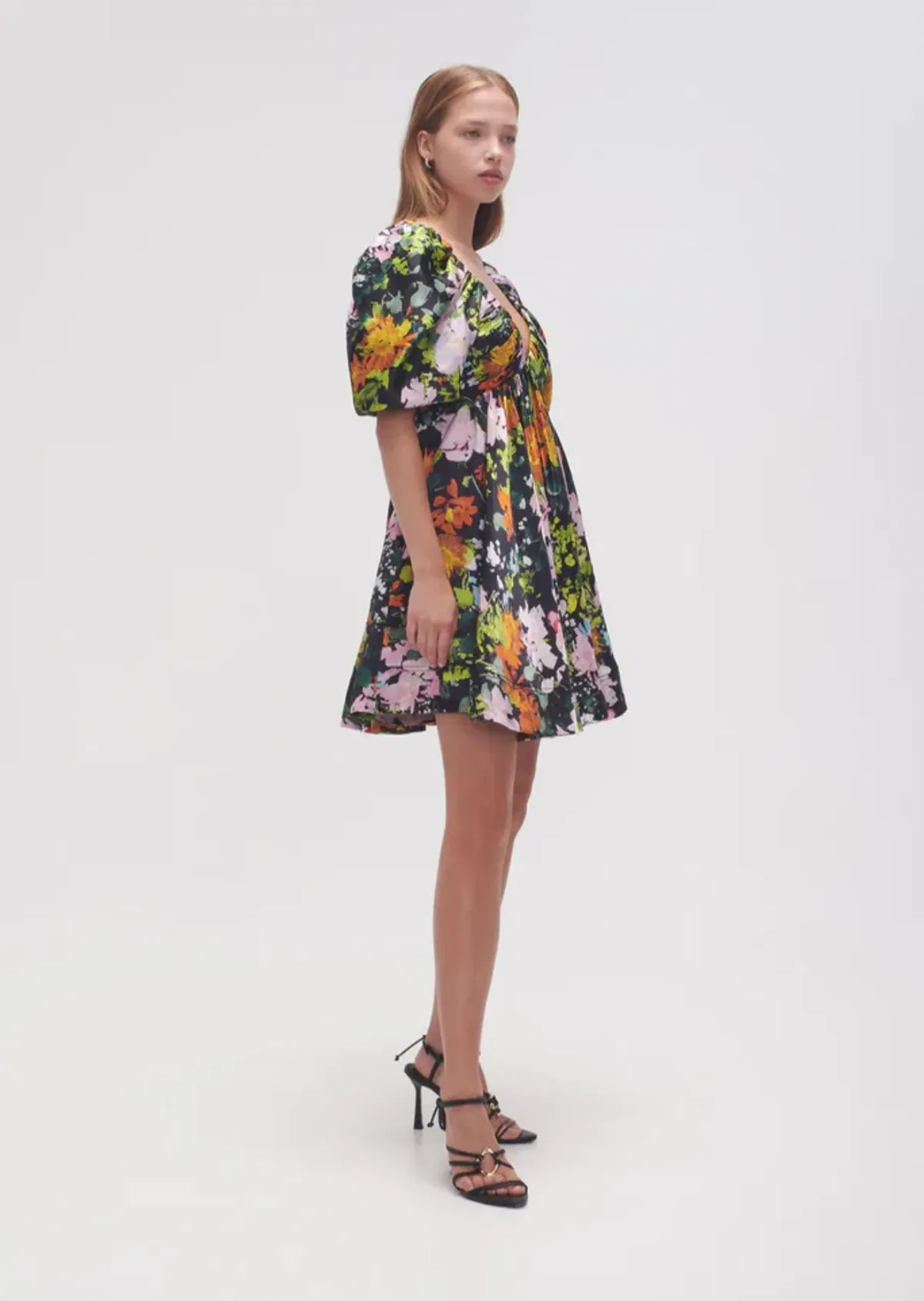 AJE Gabrielle Mini Plunge Dress Midnight Floral Size 14  - Image 3
