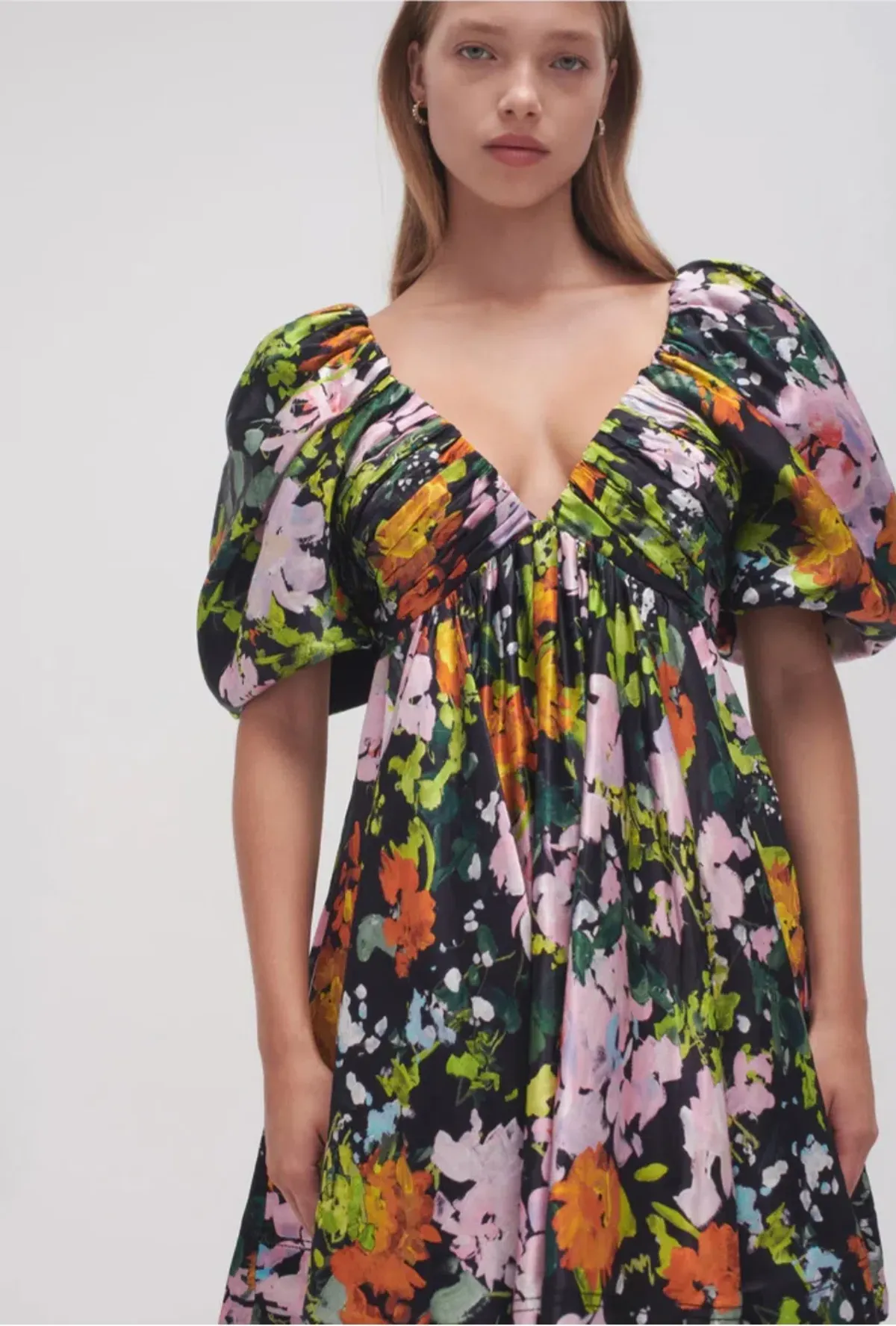 AJE Gabrielle Mini Plunge Dress Midnight Floral Size 14  - Image 4