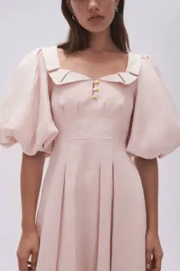 Aje Jessica Frill Midi Dress soft pink size 6 for rent on The Volte - image 7