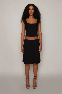 Danielle Guizio Paloma Lace Top And Skirt Set Black Size XS/Au 6 for rent on The Volte - image 1
