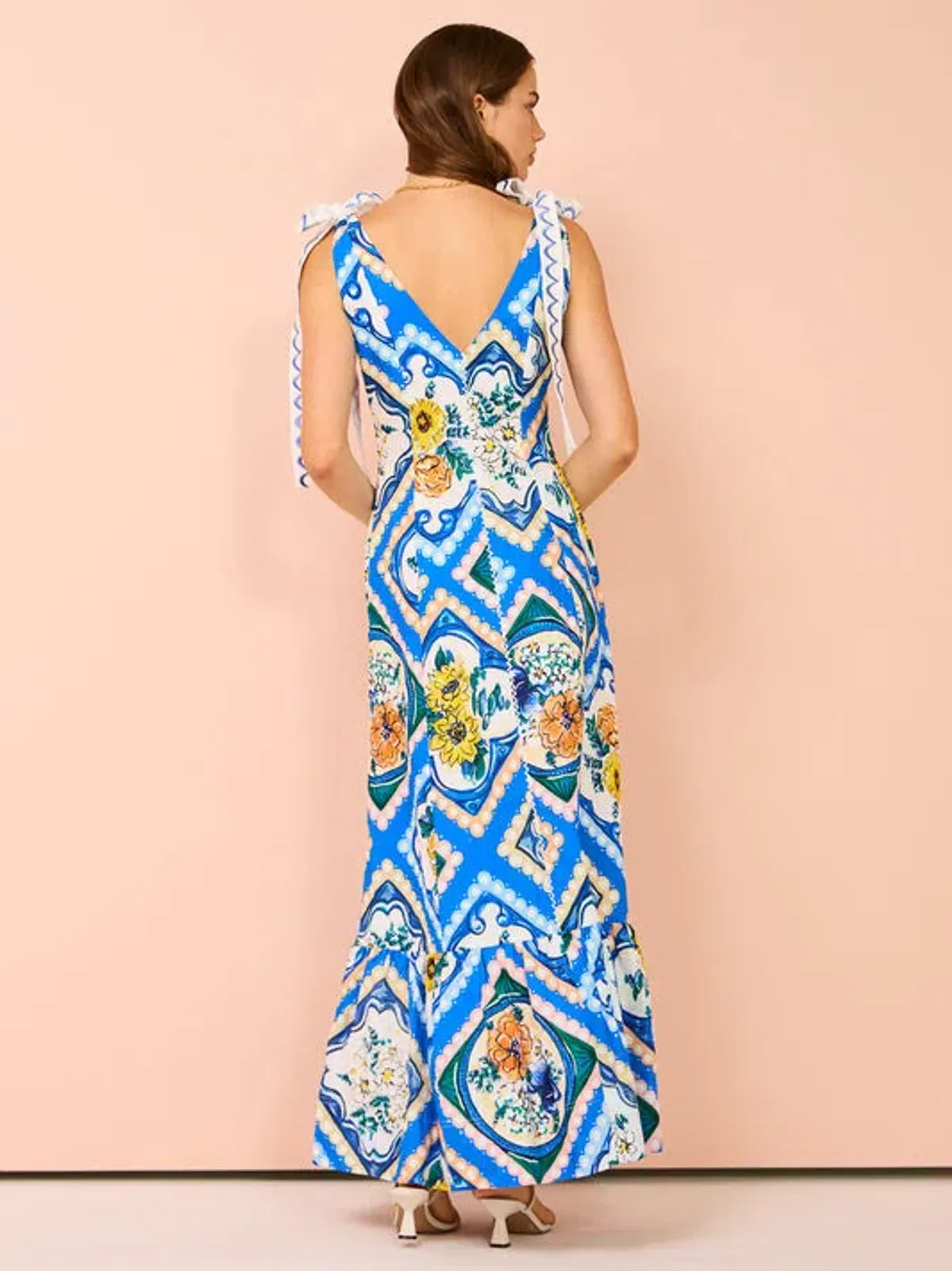 By Nicola Adoncia Tie Shoulder Maxi in Azure Floral Size 12 - Image 1