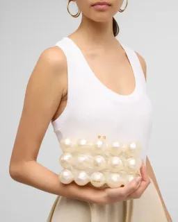 Cult Gaia The Bubble Acrylic Pearl Clutch Bag Cream White  for rent on The Volte - image 1