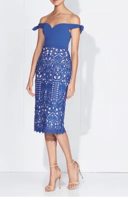 Love Honor Audra Lace Midi Dress Blue Size 10 for rent on The Volte - image 1