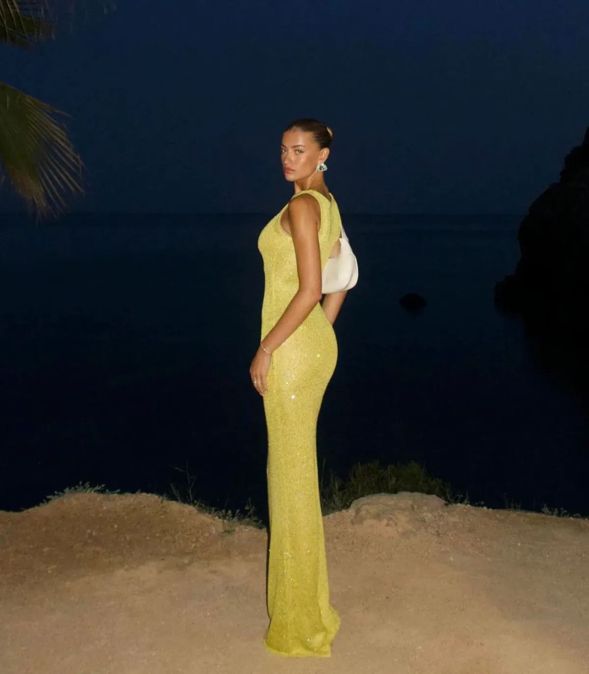 Asta Resort Natalia Dress Chartreuse Sequin Size S / AU 8 - Image 2