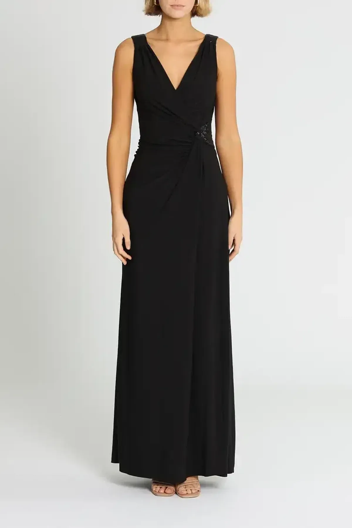 Montique Amalia Jersey Wrap Gown Black Size 18 - Image 1