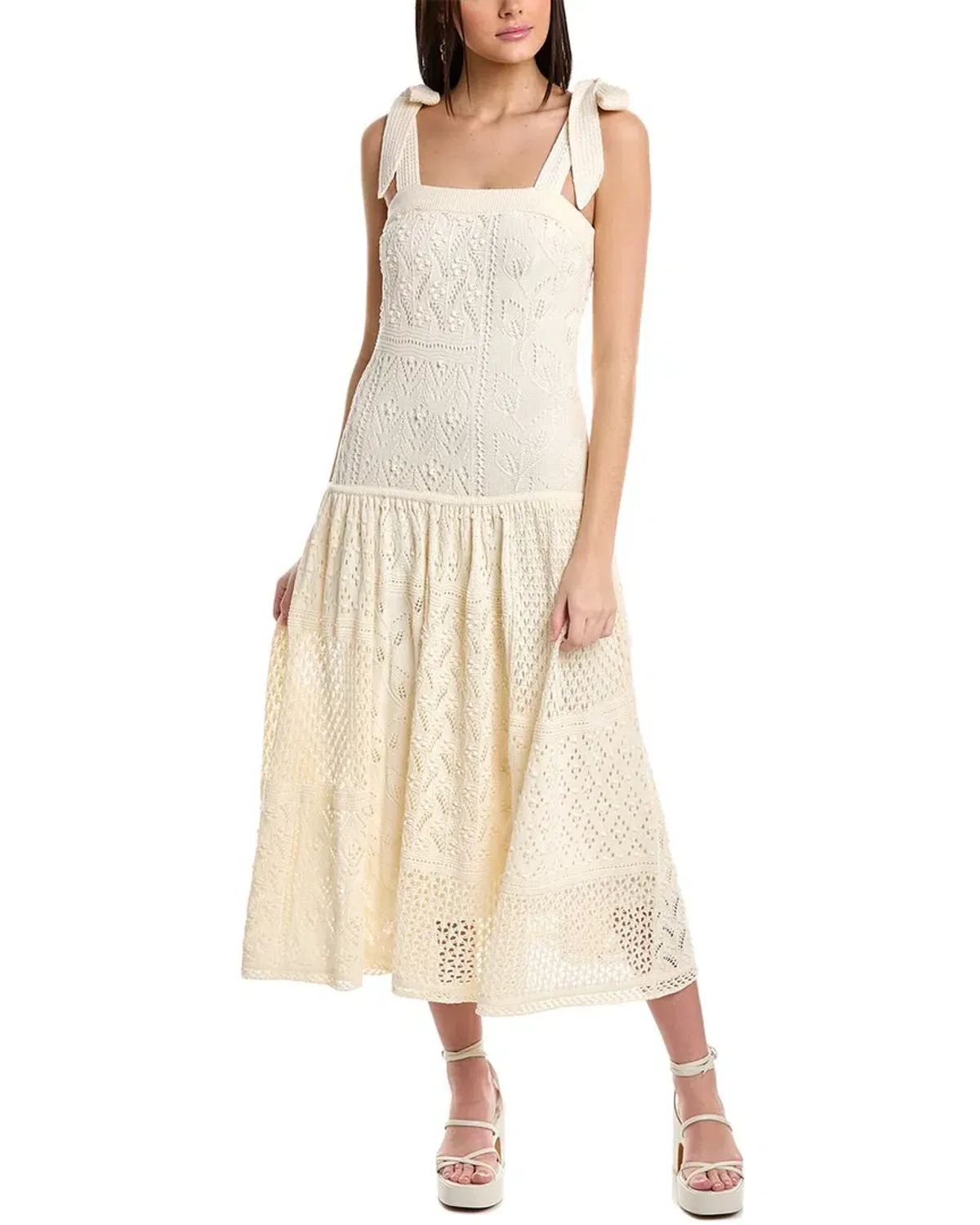 Zimmermann Anneke Patchwork Dress Cream/White Size 0 / AU 8 - Image 4