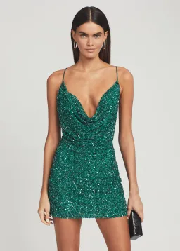 Retrofete Miche Dress Green Sequin Size 6 for rent on The Volte - image 2