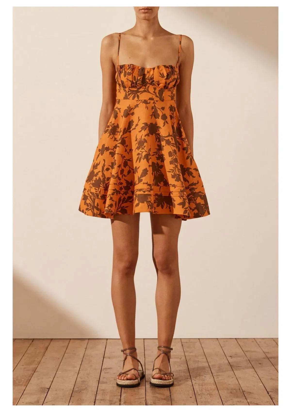 Shona Joy Uli Corded Circle Mini Dress Papaya/Cacao Size 12 - Image 1