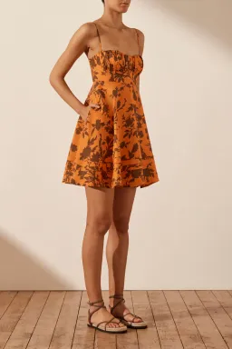 Shona Joy Uli Corded Circle Mini Dress Papaya/Cacao Size 12 for rent on The Volte - image 2