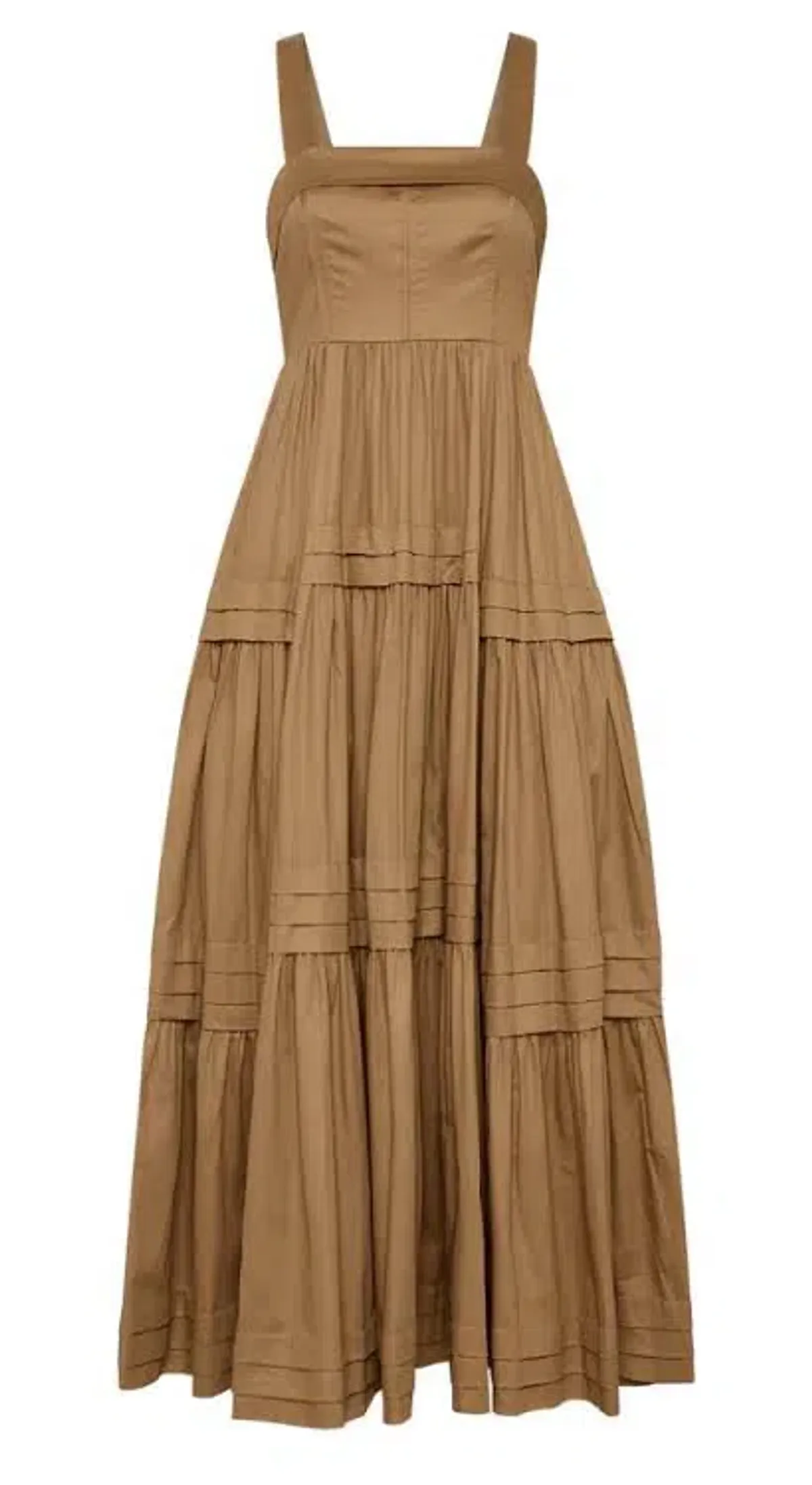 Aje Sophie Tiered Midi Dress Willow Brown Size 8 - Image 4