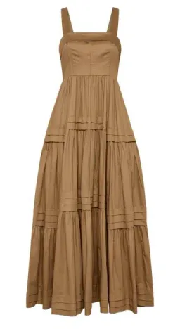 Aje Sophie Tiered Midi Dress Willow Brown Size 8 for rent on The Volte - image 4