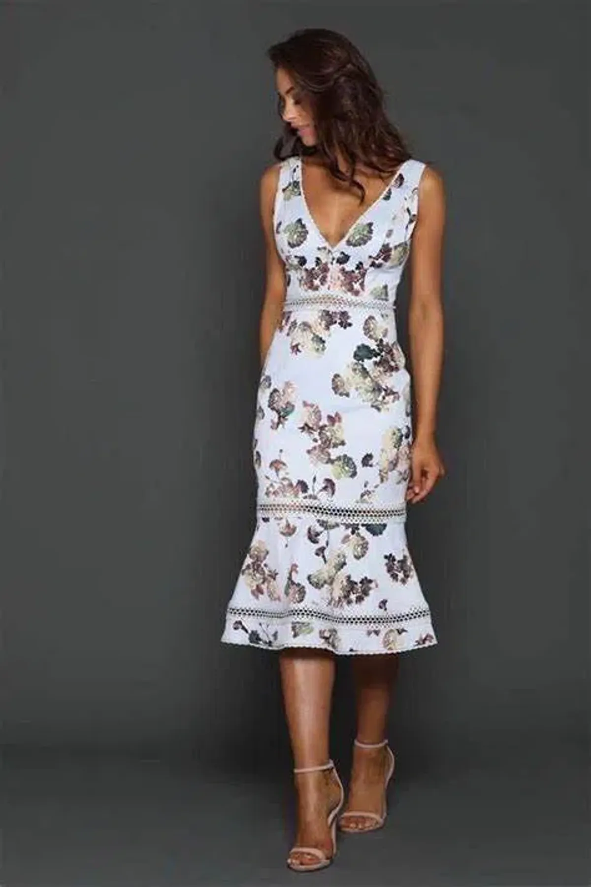 Elle Zeitoune Patrice Midi Dress Floral Size 8 - Image 1