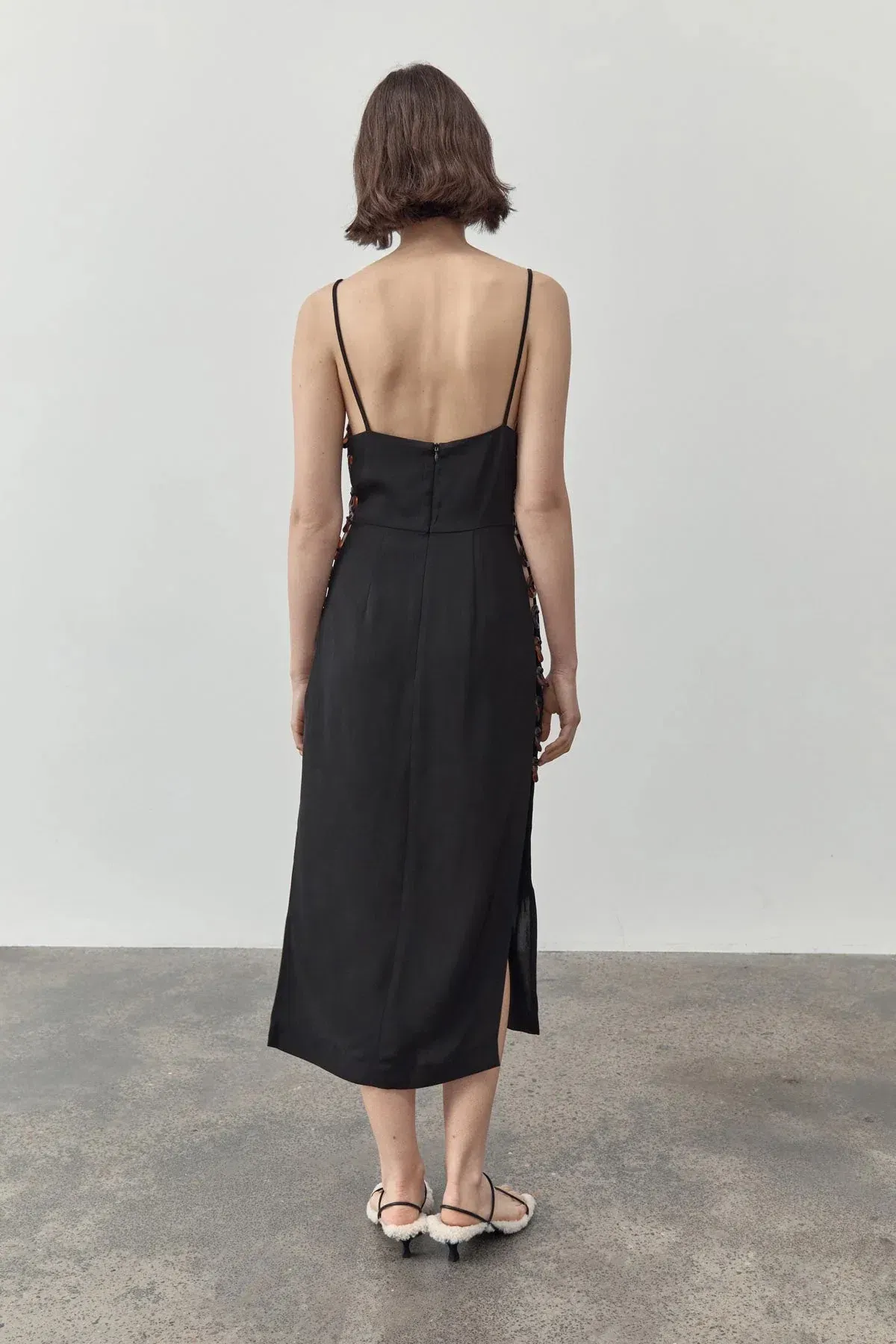 St. Agni Link Detail Midi Dress Black Size 6 - Image 3