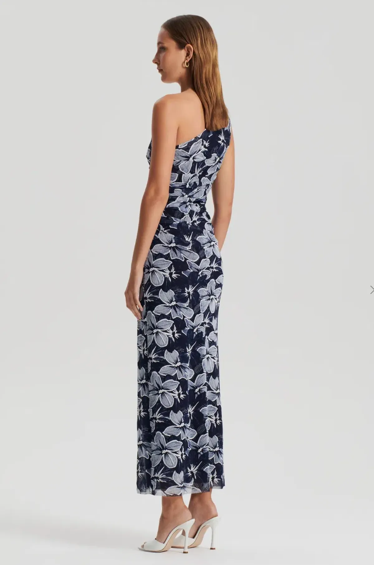 Scanlan Theodore Italian Floral Mesh Dress Navy Size 8 - Image 5