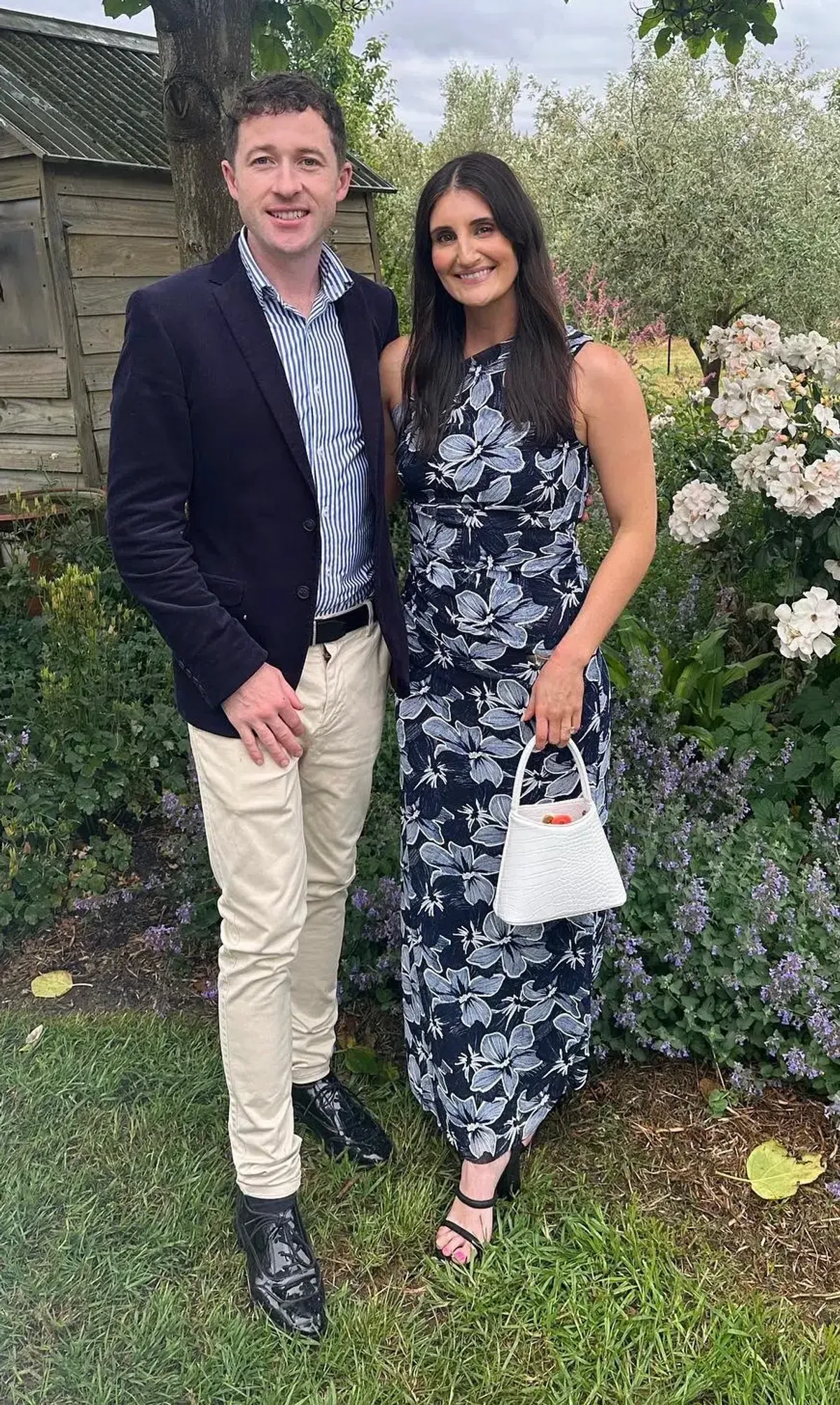 Scanlan Theodore Italian Floral Mesh Dress Navy Size 8 - Image 2