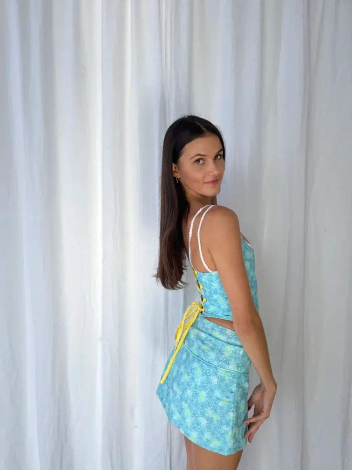 Eisha Collective Milah Mini Skirt Blue Floral Size 0 / AU 6 - Image 9