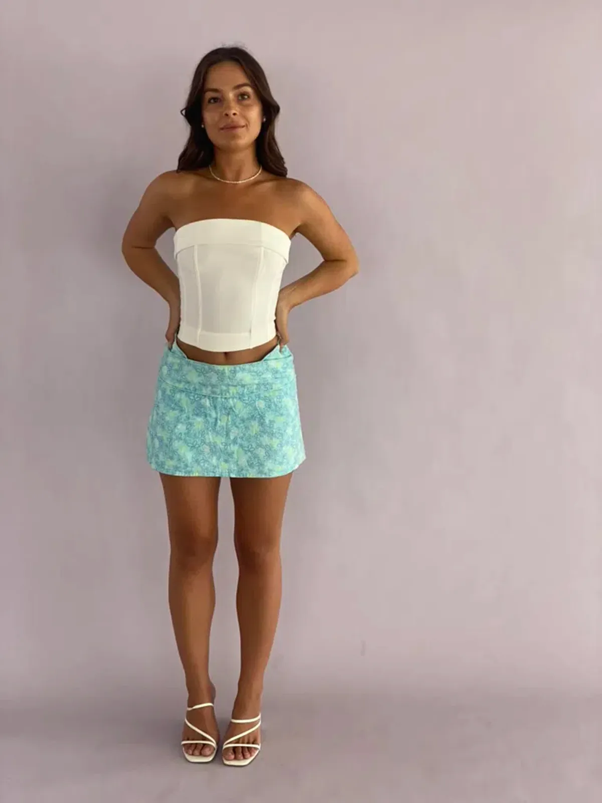 Eisha Collective Milah Mini Skirt Blue Floral Size 0 / AU 6 - Image 4