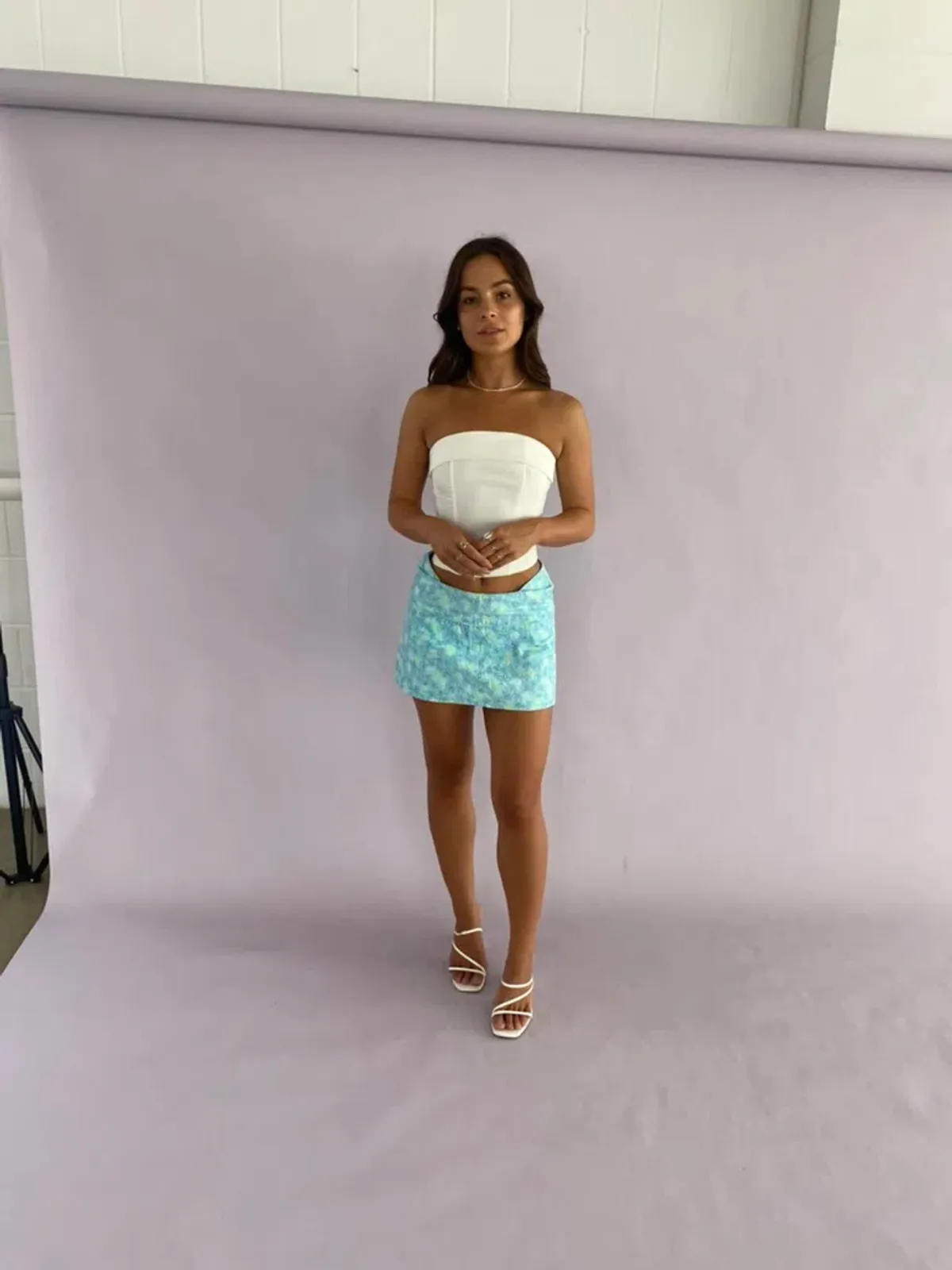 Eisha Collective Milah Mini Skirt Blue Floral Size 0 / AU 6 - Image 3