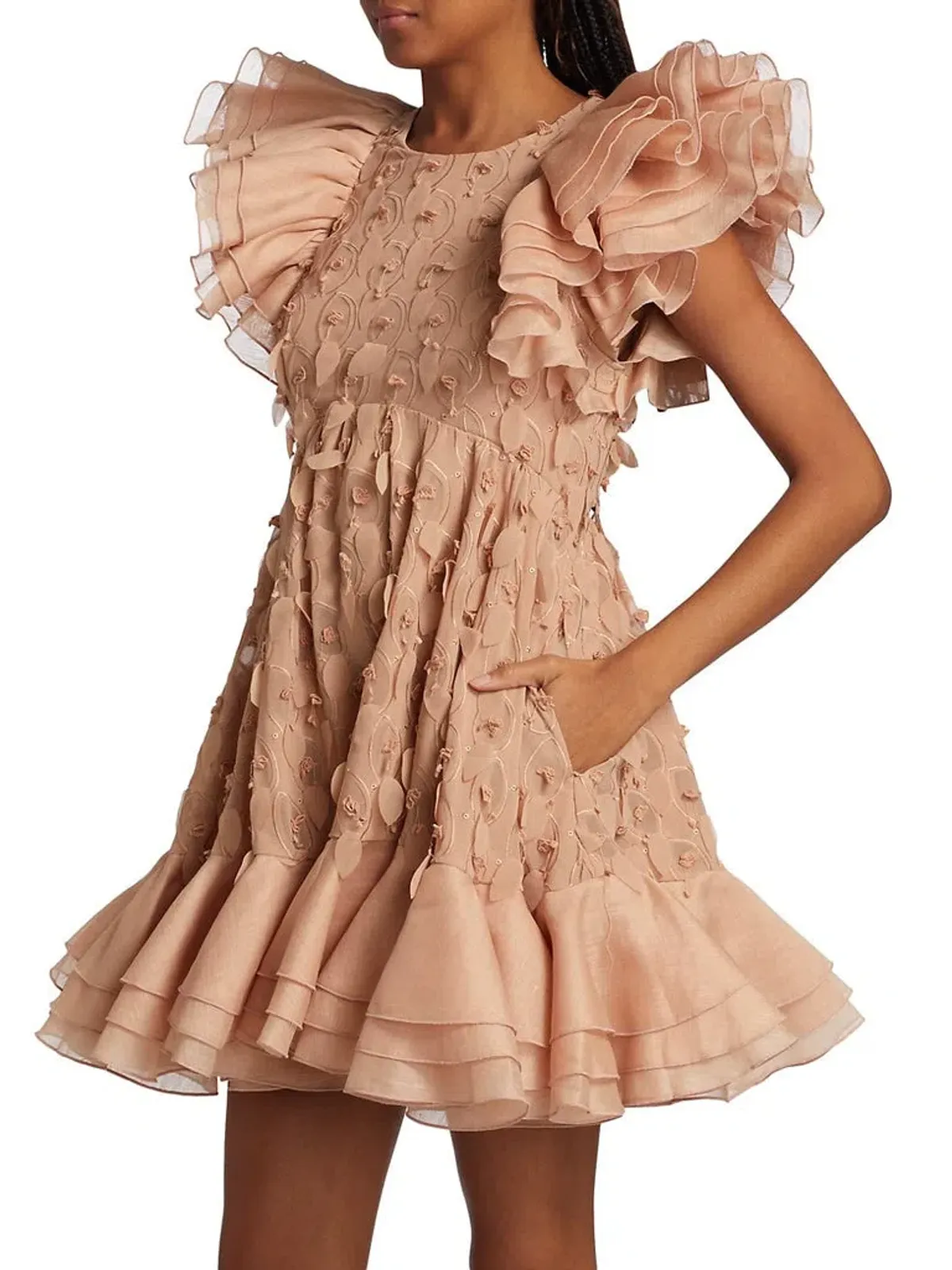 Zimmermann Dancer Frilled Mini Dress Blush Size 0 / 8 AU - Image 2