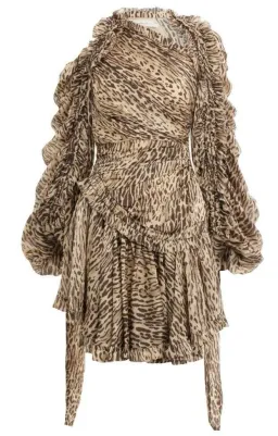 Zimmermann Espionage Drawn Mini Dress Animal Print Size 0 / 8 AU for rent on The Volte - image 2