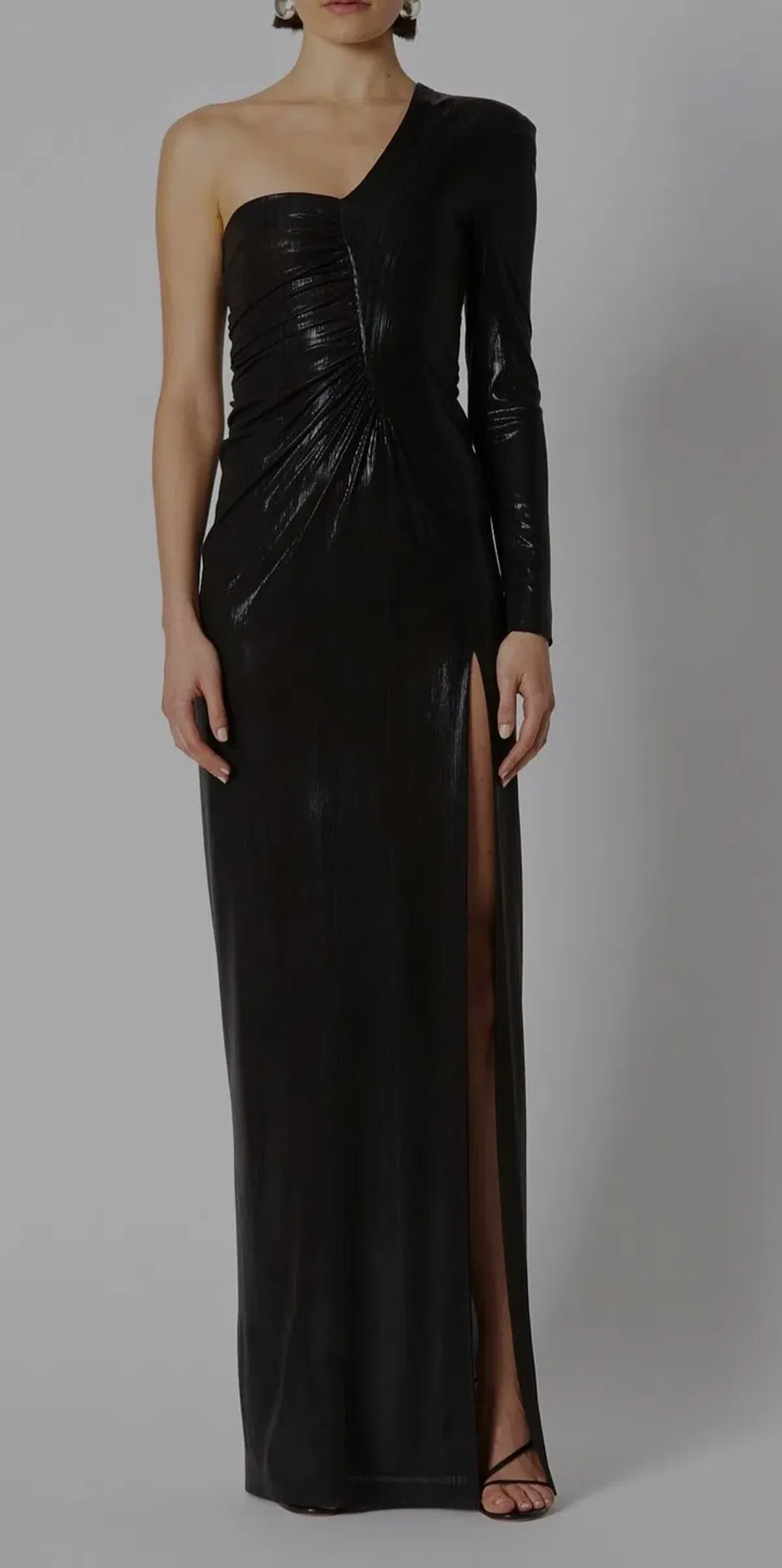 Scanlan Theodore Lacquer Jersey Gown Black Size 8 - Image 4