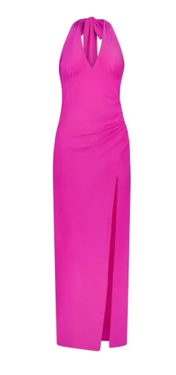 With Harper Lu V-Neck Halter Maxi Dress Fuchsia Size XS / AU 6 for rent on The Volte - image 7