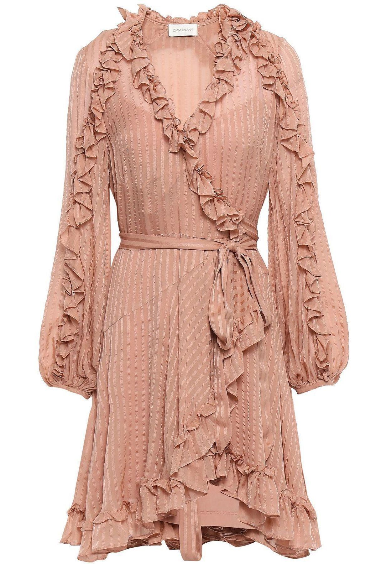 Zimmermann Cascade Wrap Mini Dress Nude Pink Size 8 - Image 2
