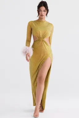 House of CB Gina Crystallised Maxi Dress Chartreuse Size S / AU 8 for rent on The Volte - image 4