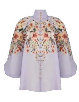 Zimmermann Lexi Billow Blouse & Tuck Short in Blue Palm Size 0 / AU 8 for rent on The Volte - image 3