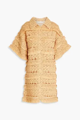 Zimmermann Postcard Crochet Mini Dress Straw Size 2 / AU 12  for rent on The Volte - image 3