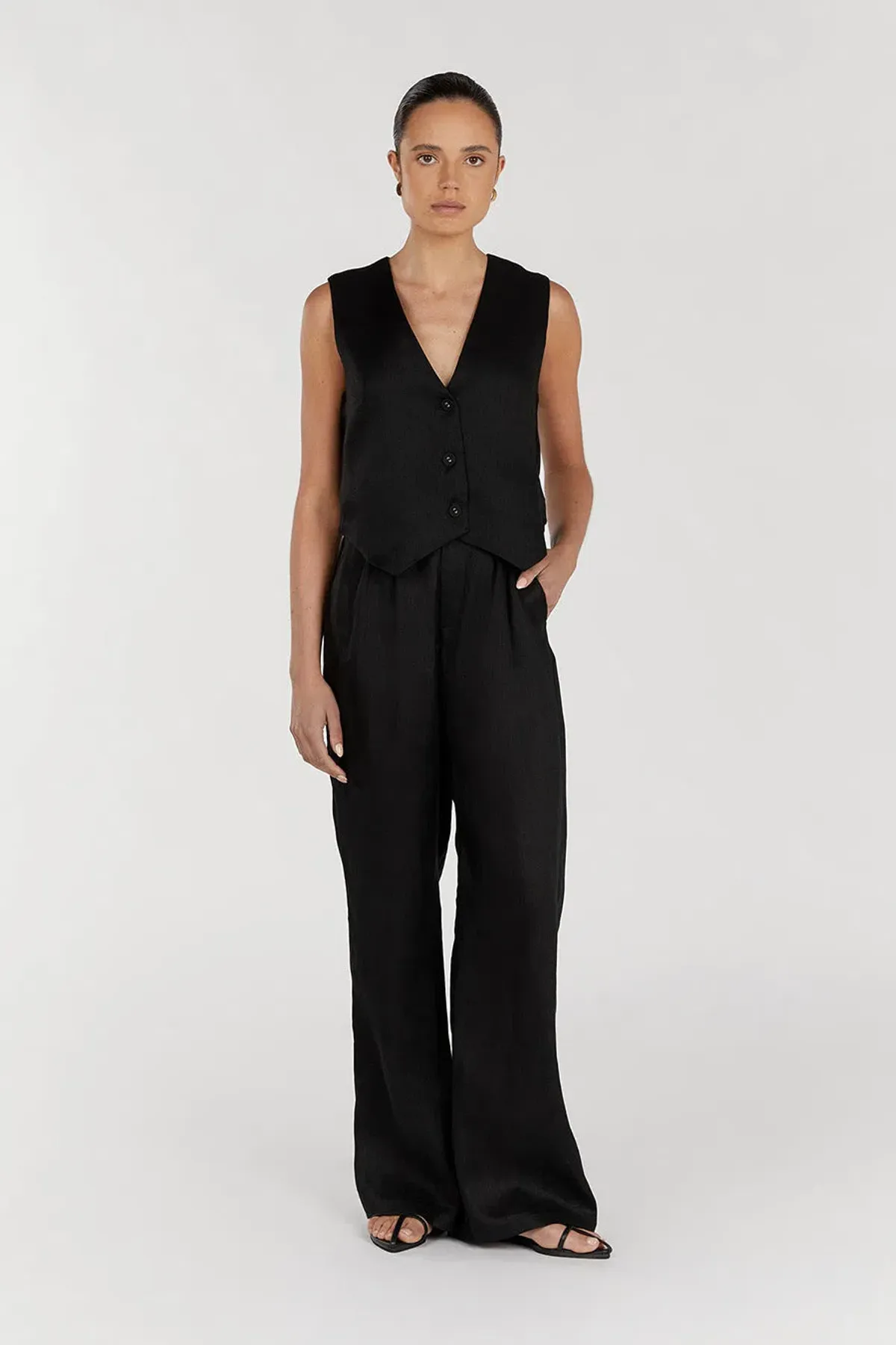 Dissh Banks Linen Vest and Norah Pants Set Black Size 10 - Image 2