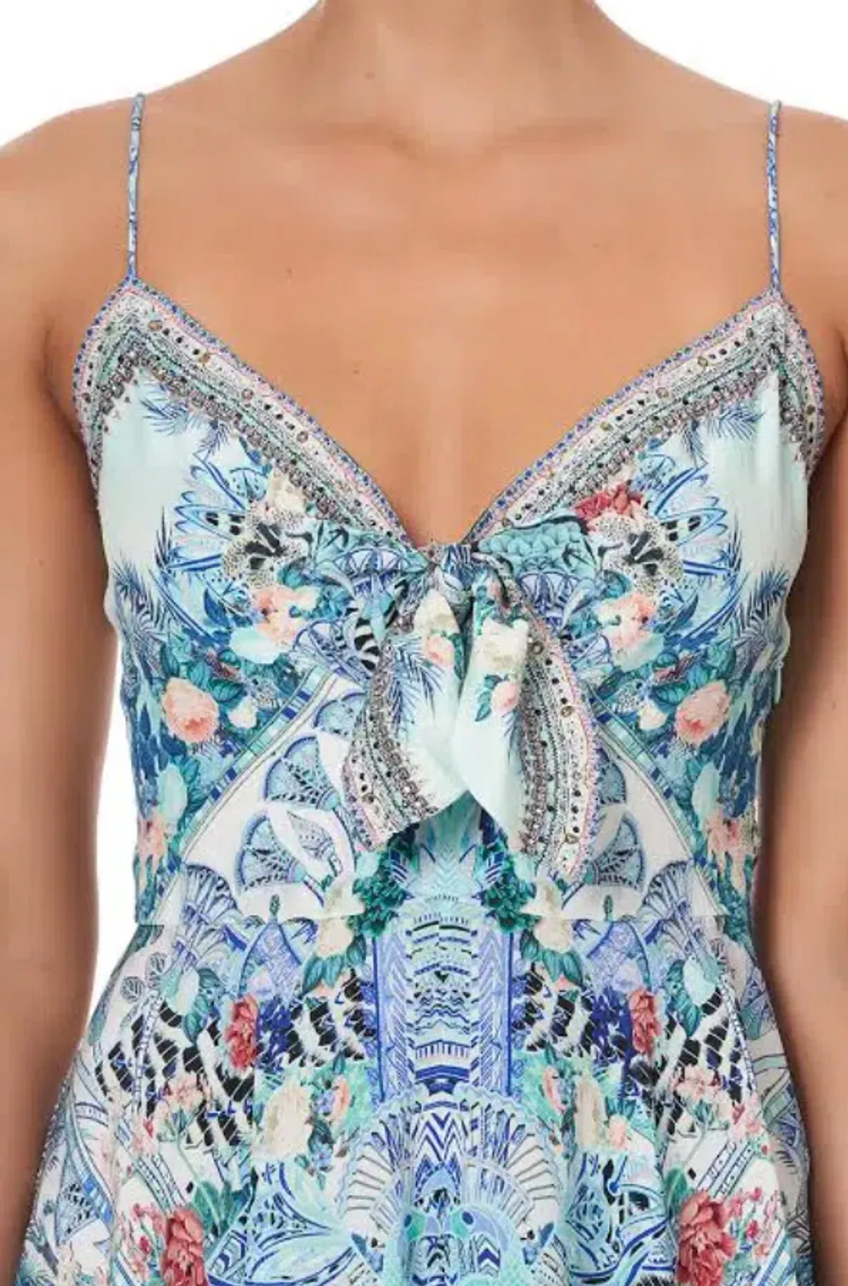 Camilla Short Dress With Tie Front Wings of Luxor Print Size M / AU 10 - Image 4