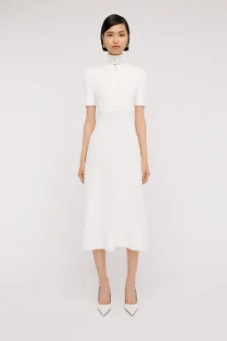 Scanlan Theodore Crepe Knit Daisy Soft Dress in Ivory/Cream Size S / AU 8 for rent on The Volte - image 1