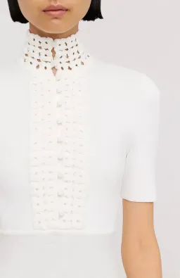 Scanlan Theodore Crepe Knit Daisy Soft Dress in Ivory/Cream Size S / AU 8 for rent on The Volte - image 4