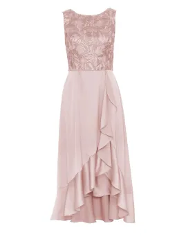 Review Thinking of You Midi Dress in Blush Size 8 for rent on The Volte - image 7