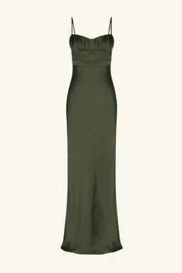 Shona Joy La Lune Corded Ruched Maxi Dress in Forest Green Size 8 for rent on The Volte - image 5