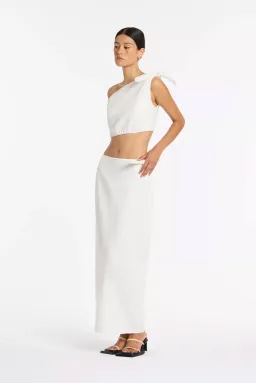 Sir The Label Bettina Tie Crop & Midi Skirt Set Ivory Size 4 / AU 14  for rent on The Volte - image 1