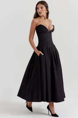 House Of CB Lady Strapless Midi Dress Black Size M / AU 10 for rent on The Volte - image 2